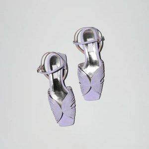 NEW Suzanne Rae Suede Low 70s Sandal, Lilac, 38